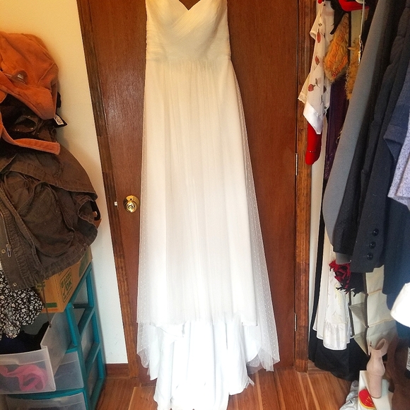 Swiss Dot Lace Wedding Dress - Picture 1 of 10